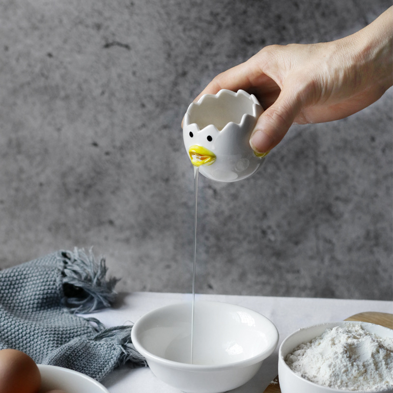 Cute Chicken Ceramic Egg White Separator Kitchen Accessories Practical ...