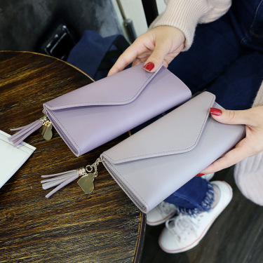 Hand-held trend heart-shaped pendant simple fashion multi-functional lychee women's wallet—5