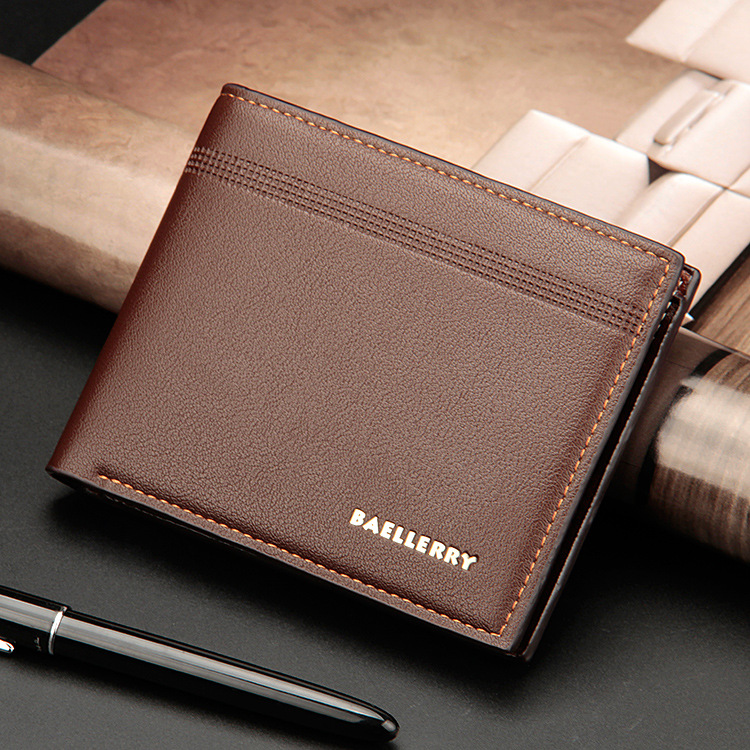 Men's wallet business casual short PU wallet cross