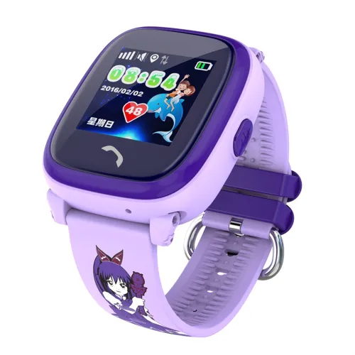 Color: Purple LBS foreign language - DF25 Children Waterproof Smart Watches Touch Screen Call for Rescue Remote Monitoring and Location Children's Telephone Watches