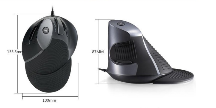 Delux Wired vertical mouse side pressure button 1600dpi Adjustable 