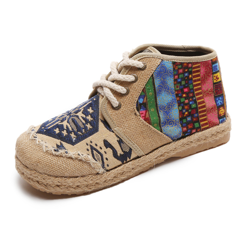 EMBROIDERED COTTON CANVAS LACEUP SHOES CJdropshipping