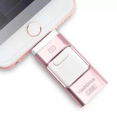 Color: Rose gold, Model: 128GB - Three In One OTG USB Flash Disk For Computer And Mobile Phone