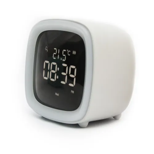 Color: gray - Rechargeable Alarm Clock Night Light Digital Electronic Clock With Temperature Display For Children Desk Clock