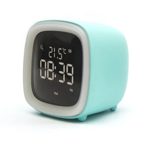 Color: blue - Rechargeable Alarm Clock Night Light Digital Electronic Clock With Temperature Display For Children Desk Clock