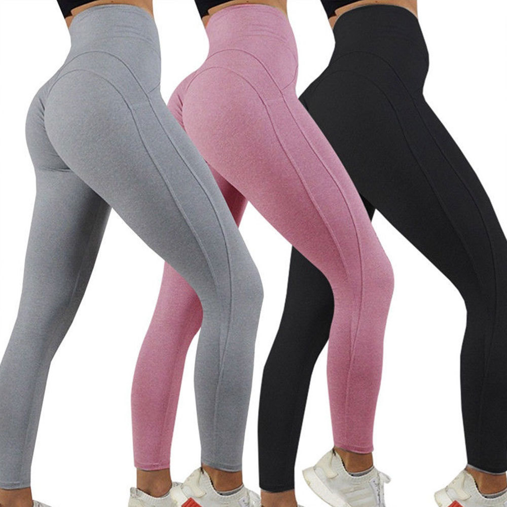Solid color exercise leggings - CJdropshipping