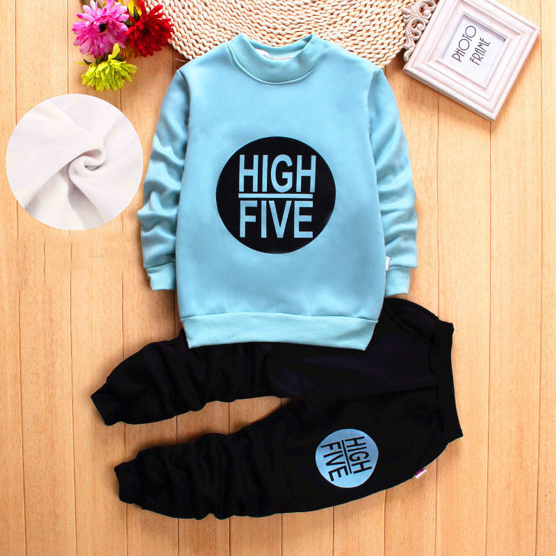 Color: Blue, Size: 120cm - Baby suit plus velvet fashion