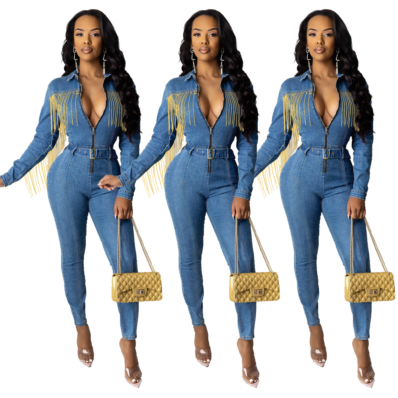 Fringed denim jumpsuit - CJdropshipping