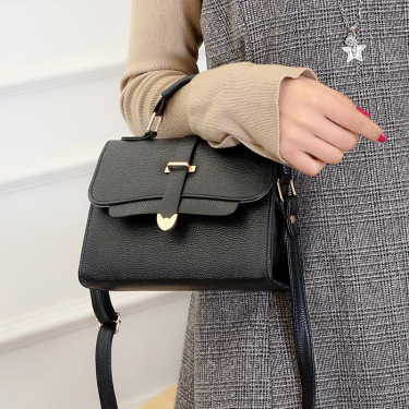 Leather Pu ladies handbag fashion buckle shoulder bag—2