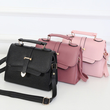 Leather Pu ladies handbag fashion buckle shoulder bag—5