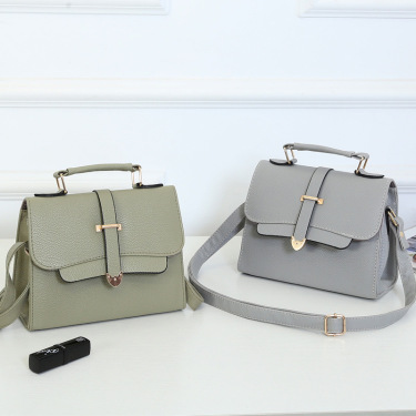 Leather Pu ladies handbag fashion buckle shoulder bag—4