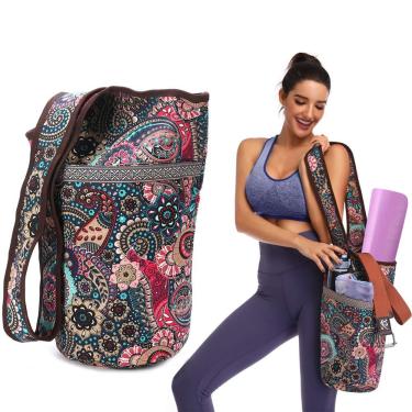 Yoga Mat Bag Casual Fashion Canvas Yoga Bag Backpack with Large Size Zipper Pocket Fit Most Size Mats Yoga Mat Tote—1