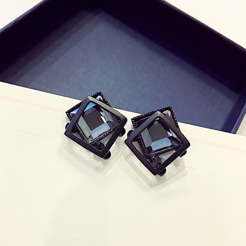 Matte Black Square Stud Earrings CJdropshipping