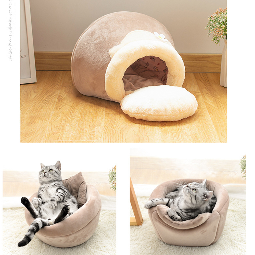 3-in-1 Cat And Dog Pet House Basin-shaped Cave Soft Bed - CJdropshipping