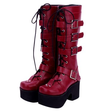 Long punk studded Lolita high boots—1