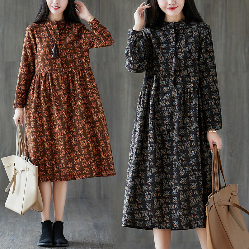 Long sleeve cotton and linen dress CJdropshipping