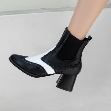 Sleeve pointed toe fashionable chunky heel ankle boots—2