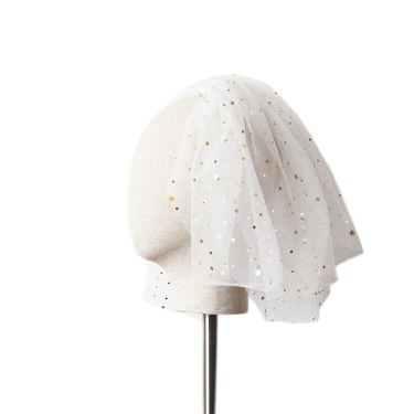 White Yarn Bridal Multi-layer Short Veil—3