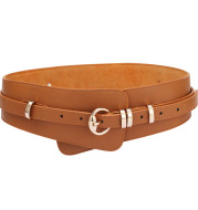 Women's Leather Litchi Pin Buckle Style Wide Belt