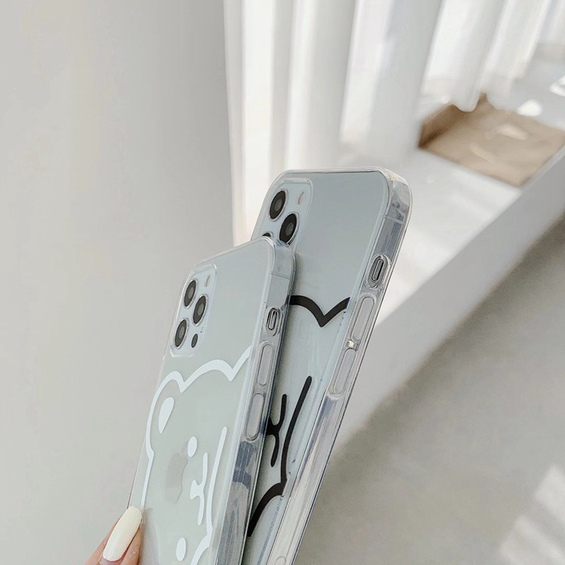 Compatible With Apple, Suitable For Iphone12 Mobile Phone Shell Iphone11 Transparent XR Cartoon XS Cute 11 7 8Plus Bear