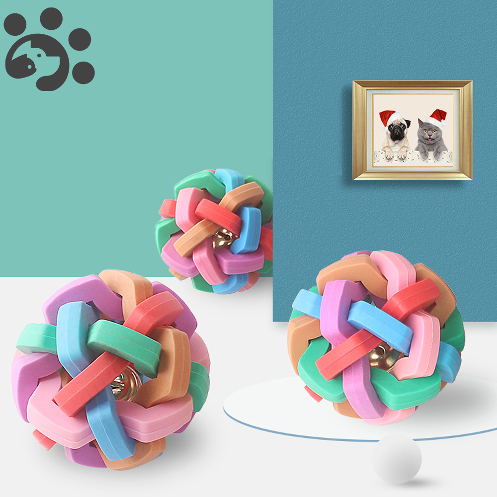 Audible Colorful Bell Woven Ball | Small, Medium, and Large Dog Toys