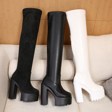 Fashion Women's Thick Heel High Heel Over The Knee Boots—1