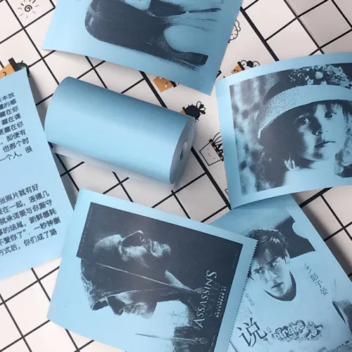 Model: 3pcs thermal paper, Color: Blue - Mini Bliuetooth Wireless Thermal Printer Paper Sticker Label Printer