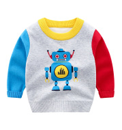 Korean Version Of Robot Boy Crew Neck Pullover Sweater