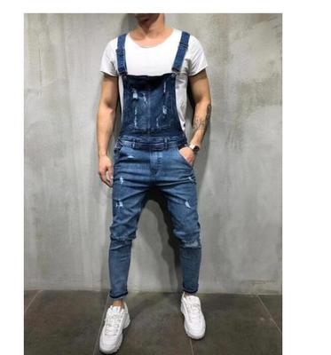 European And American Baggy Jeans Suspenders For Men With Holes ...