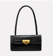 Gold Buckle Crocodile Pattern Vintage High-end One-shoulder Armpit Bag