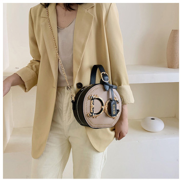 Western Style Small Round Bag Shoulder Messenger Handbag—1