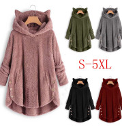 Fashion Women's European and American Button Plush Blouse Irregular Jacket