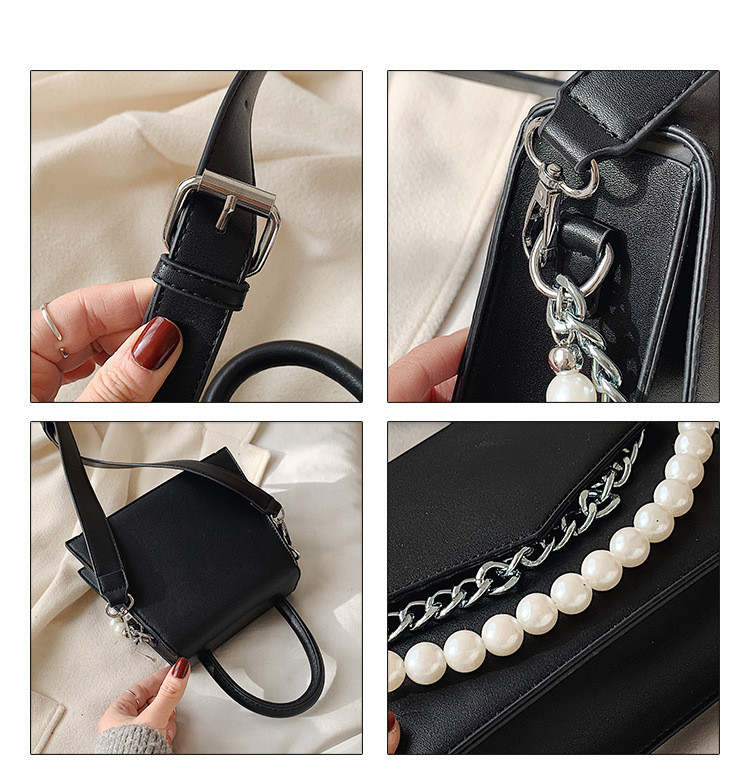 1613543357083 Korean Chain Pearl Portable Small Square Bag