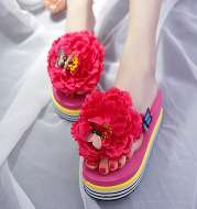 Cute Flowers Fashion Outer Wear Platform Flip Flops