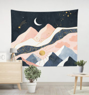 Home Furnishing Pink Mountain Peak Printed Tapestry European and American Decoration