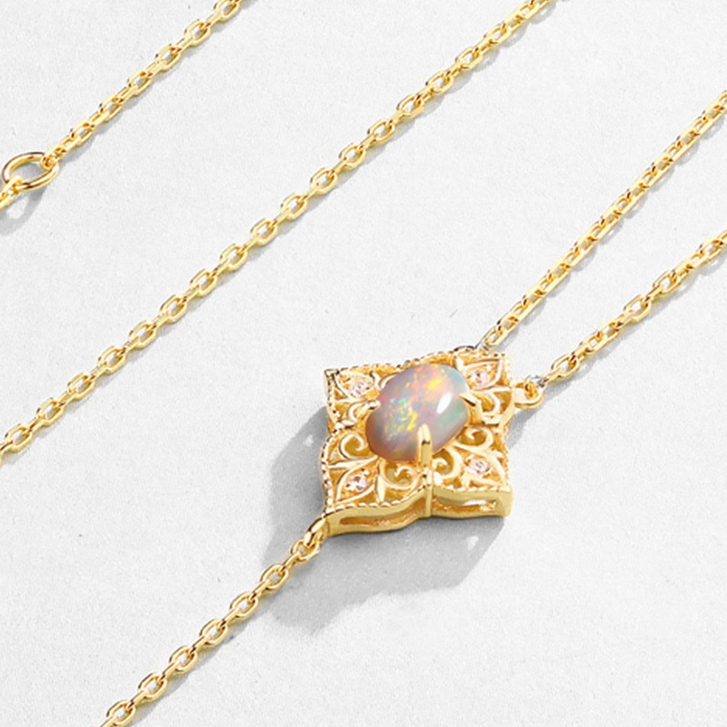 Grazia Jewelry Petal Lace Opal Necklace