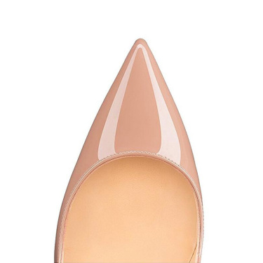 Sexy Pointed Toe Nude Color Patent Leather High Heels Women—2