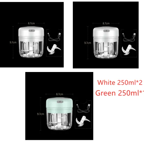 Color: 2White1Green - Wireless Mini Baby Food Supplement Electric Garlic Pulling Garlic Pressing Garlic Stirring Garlic