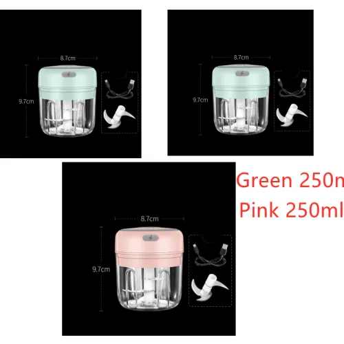 Color: 2Green1Pink - Wireless Mini Baby Food Supplement Electric Garlic Pulling Garlic Pressing Garlic Stirring Garlic