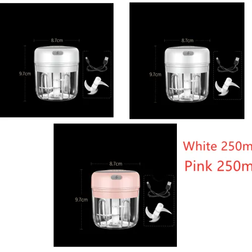 Color: 2White1Pink - Wireless Mini Baby Food Supplement Electric Garlic Pulling Garlic Pressing Garlic Stirring Garlic