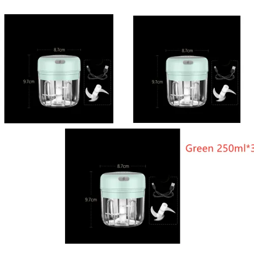 Color: 3Green - Wireless Mini Baby Food Supplement Electric Garlic Pulling Garlic Pressing Garlic Stirring Garlic