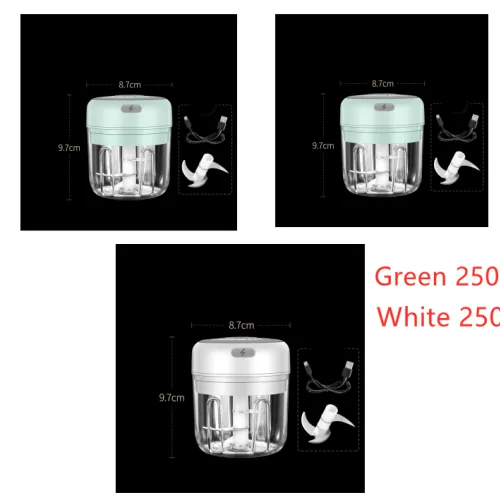 Color: 2Green1White - Wireless Mini Baby Food Supplement Electric Garlic Pulling Garlic Pressing Garlic Stirring Garlic