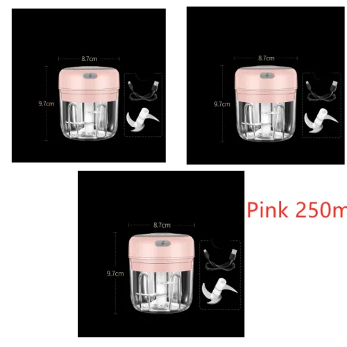 Color: 3Pink - Wireless Mini Baby Food Supplement Electric Garlic Pulling Garlic Pressing Garlic Stirring Garlic