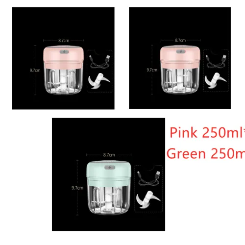 Color: 2Pink1Green - Wireless Mini Baby Food Supplement Electric Garlic Pulling Garlic Pressing Garlic Stirring Garlic