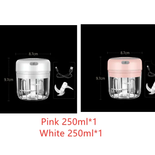 Color: 1Pink1White - Wireless Mini Baby Food Supplement Electric Garlic Pulling Garlic Pressing Garlic Stirring Garlic