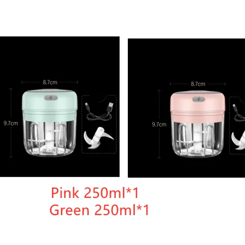 Color: 1Pink1Green - Wireless Mini Baby Food Supplement Electric Garlic Pulling Garlic Pressing Garlic Stirring Garlic