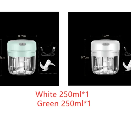 Color: 1White1Green - Wireless Mini Baby Food Supplement Electric Garlic Pulling Garlic Pressing Garlic Stirring Garlic