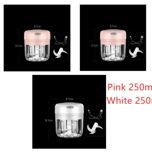 Color: 2Pink1White - Wireless Mini Baby Food Supplement Electric Garlic Pulling Garlic Pressing Garlic Stirring Garlic
