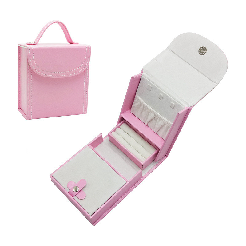 Leather Jewelry Box Portable Folding Jewelry Box Mini Portable Jewelry