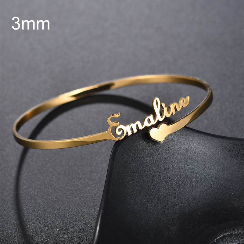 3 mm Personalized Name Bracelet Gold color